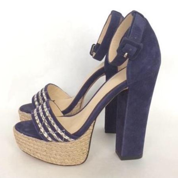 Alexandre Birman Alice Navy Suede Platform Heels
